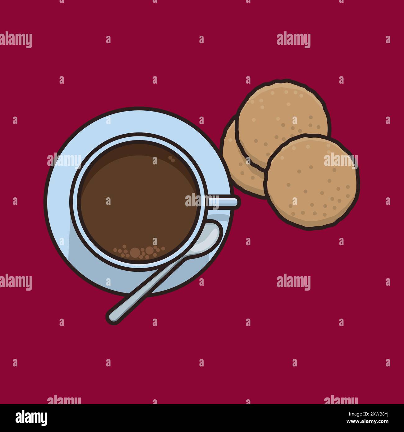 Tasse de café et de biscuits au sucre illustration vectorielle de vue à angle élevé pour la journée de biscuits au sucre le 9 juillet Illustration de Vecteur