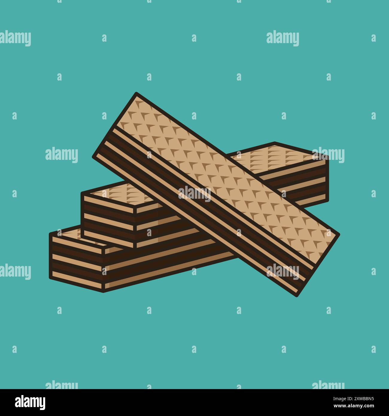 Pile de trois gaufrettes de chocolat illustration vectorielle pour la Journée de la gaufrette de chocolat le 3 juillet. Illustration de Vecteur