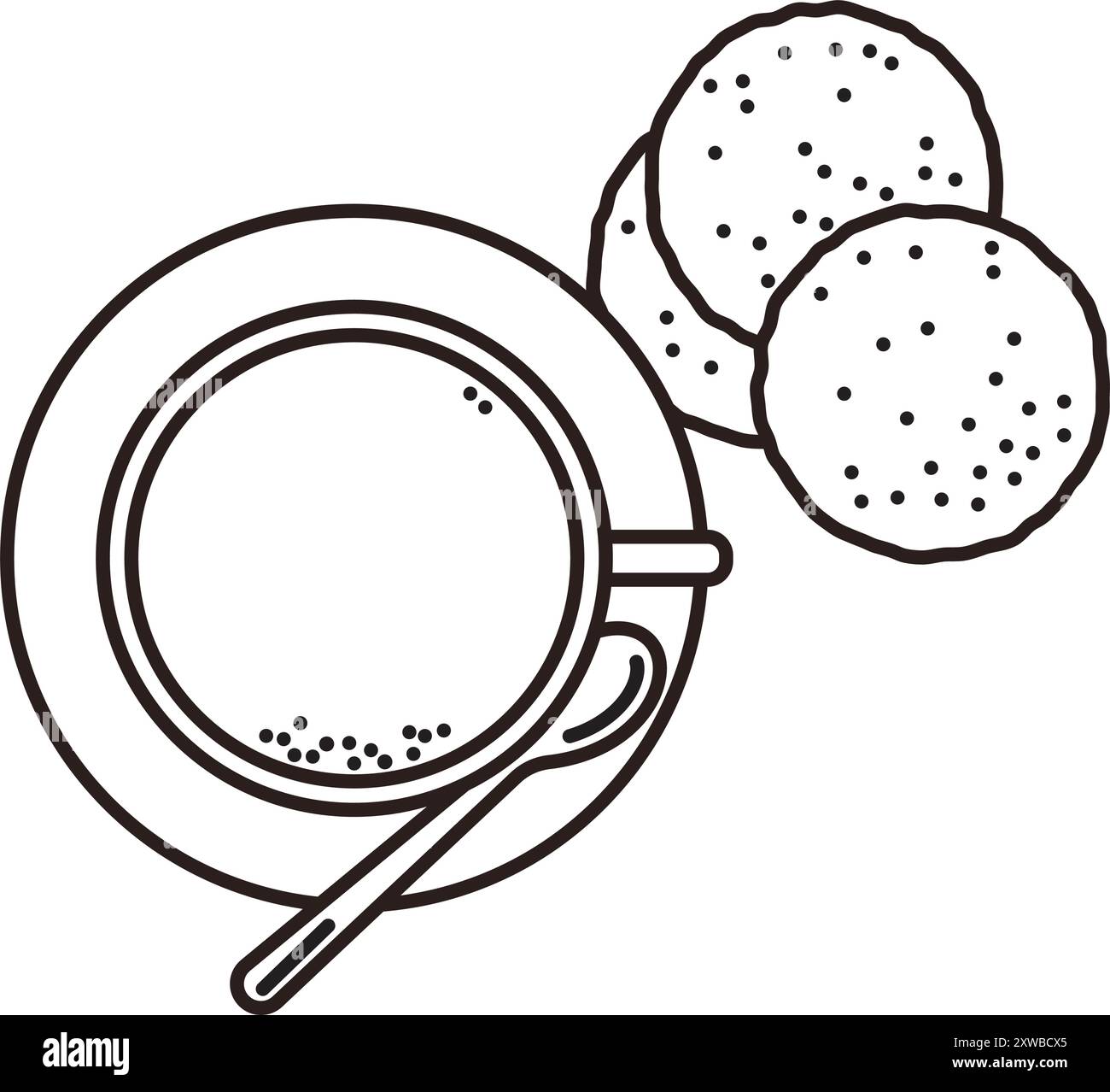 Tasse de café et biscuits au sucre icône de ligne vectorielle de vue à angle élevé pour la journée de biscuits au sucre le 9 juillet Illustration de Vecteur