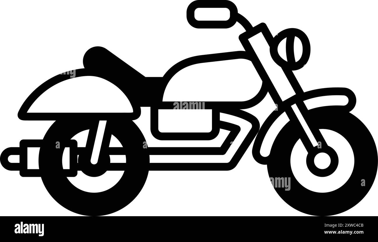 Une moto noire et blanche avec une selle noire et un guidon noir Illustration de Vecteur