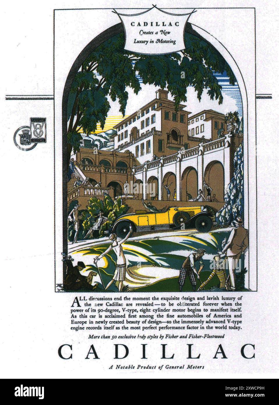 Publicité sur les voitures Cadillac de GM General Motors 1927 Banque D'Images