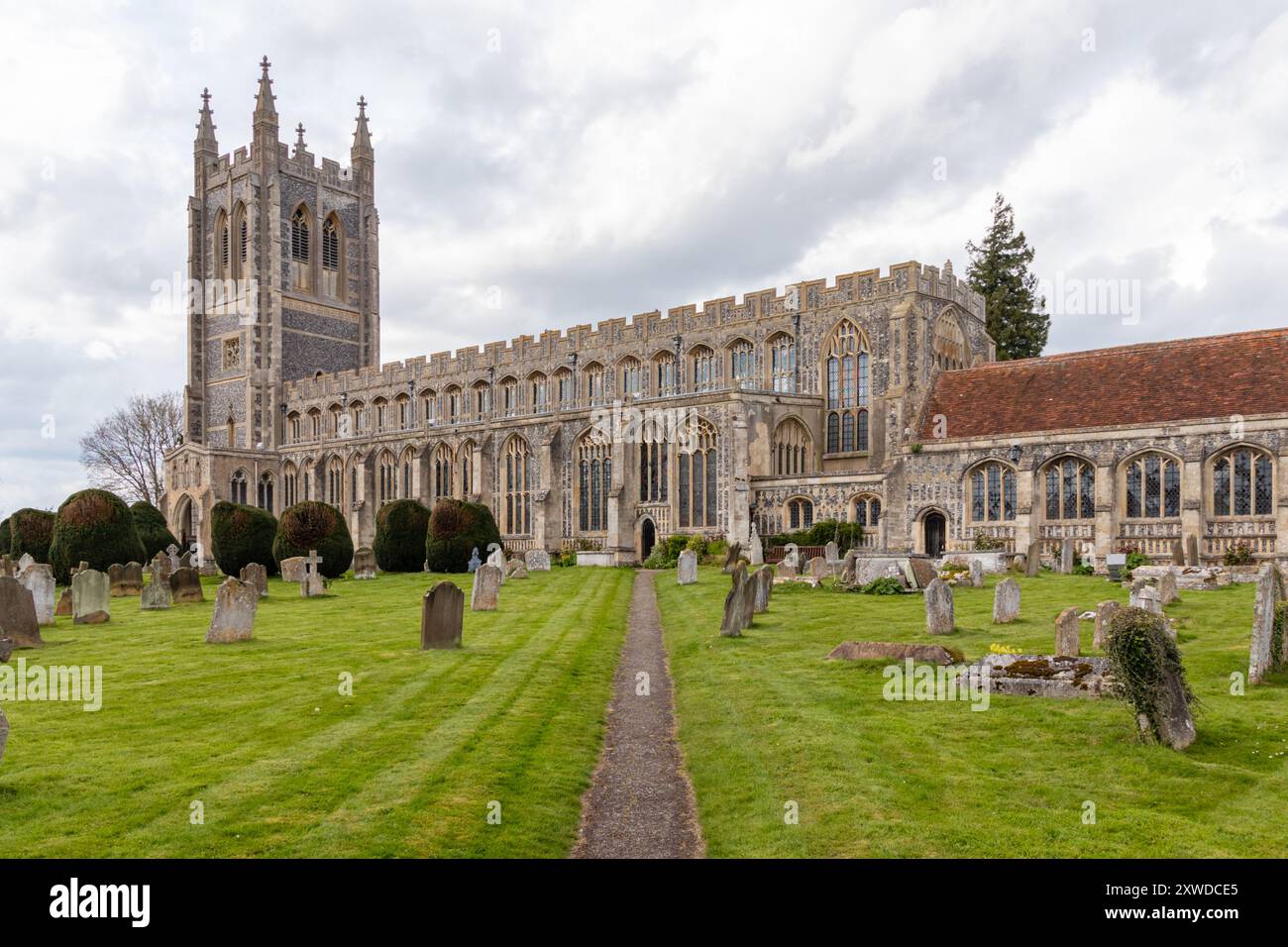 L'église Holy Trinity, Long Melford, Suffolk, Angleterre, RU Banque D'Images