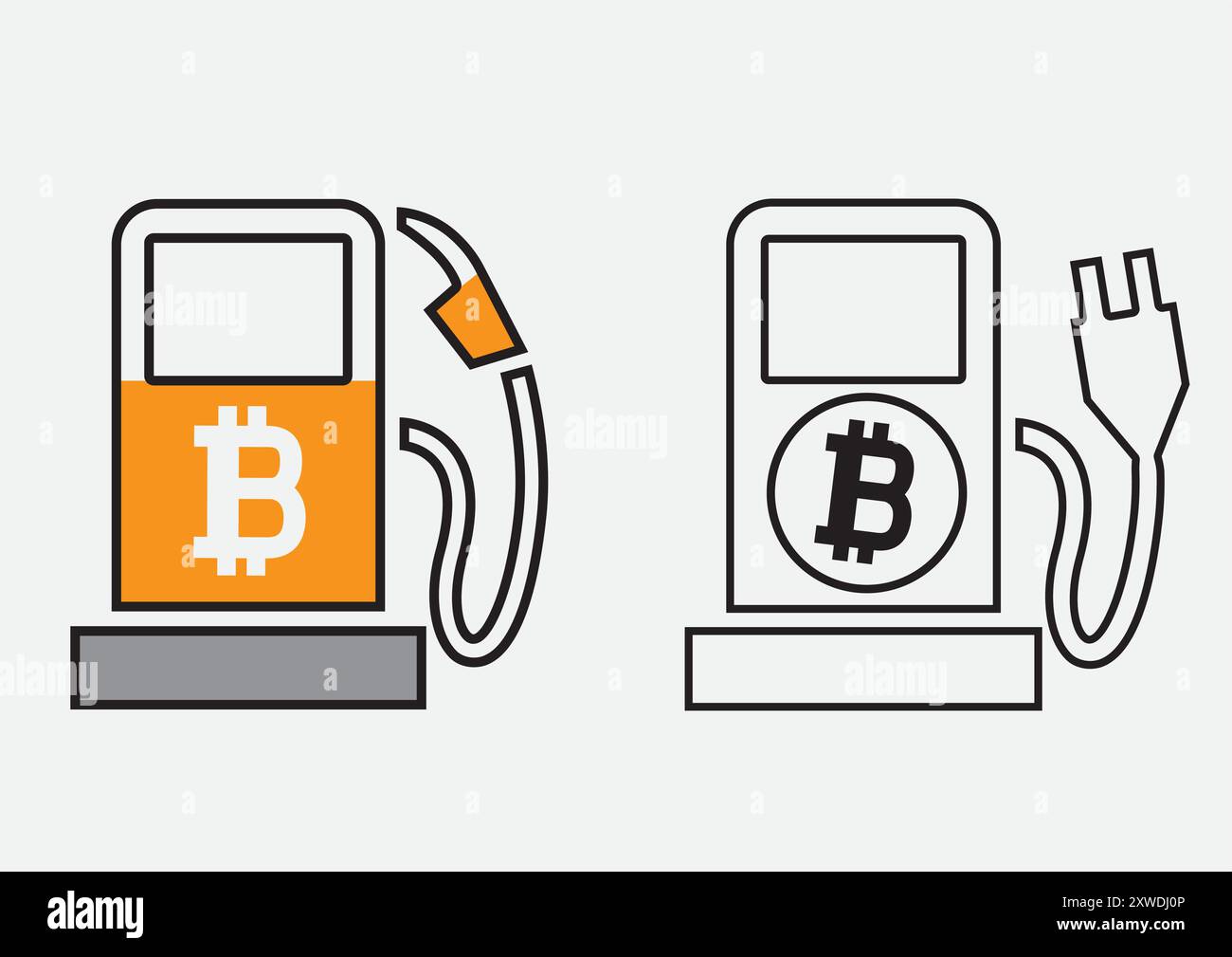 bitcoin charge avec la station d'essence d'électricité Illustration de Vecteur
