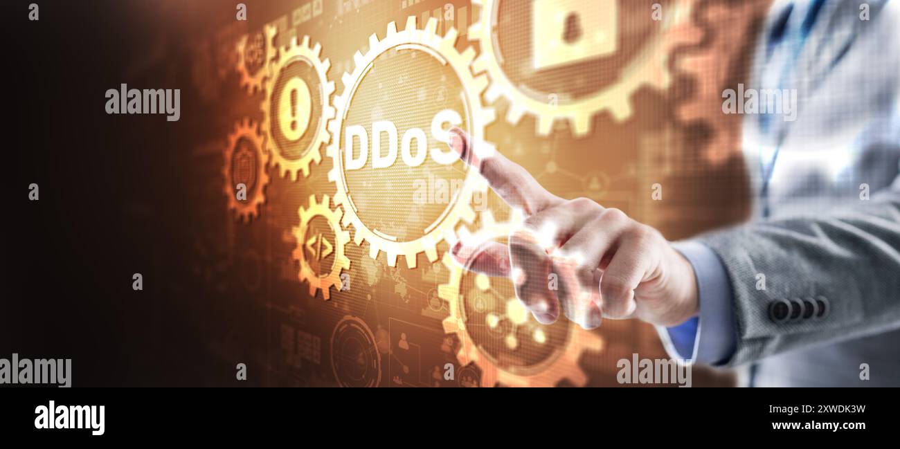 Inscription : attaque DDoS. Concept de réseau Internet de technologie d'entreprise Banque D'Images