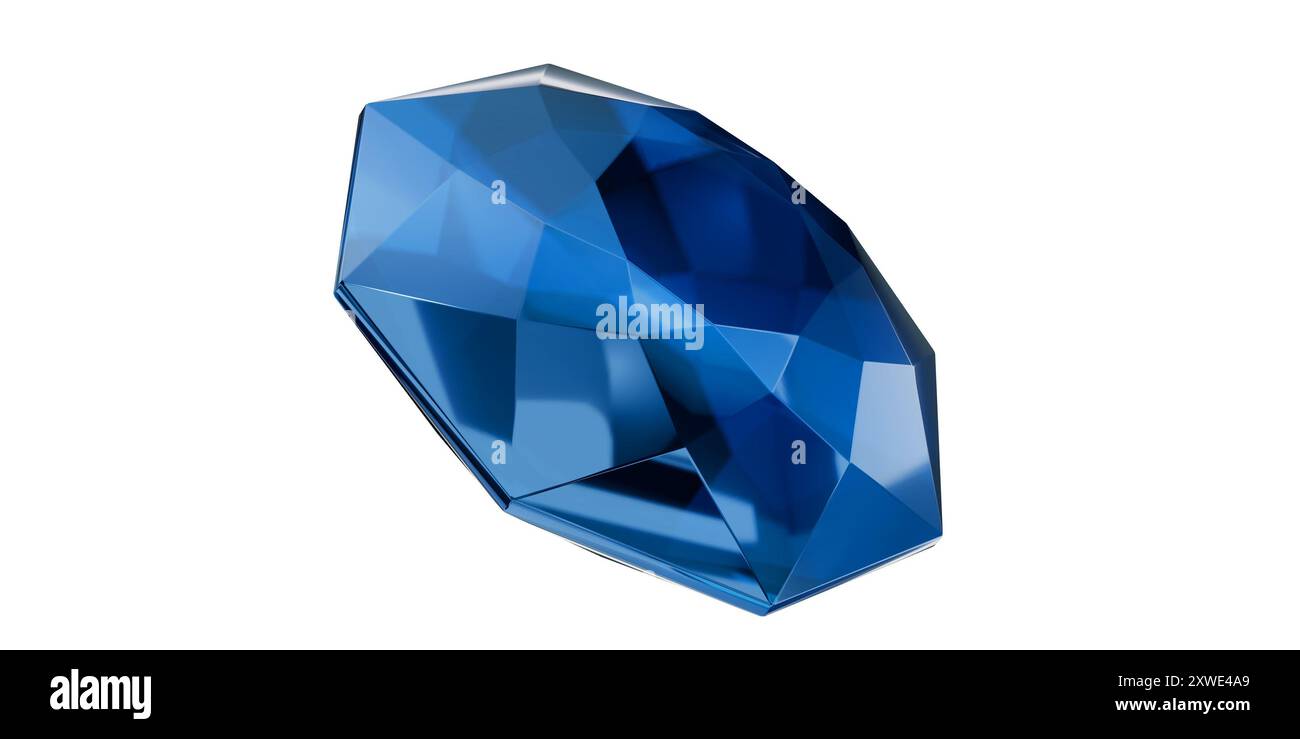 Saphir Gem sur fond transparent, diamant gemme bleu isolé. Banque D'Images