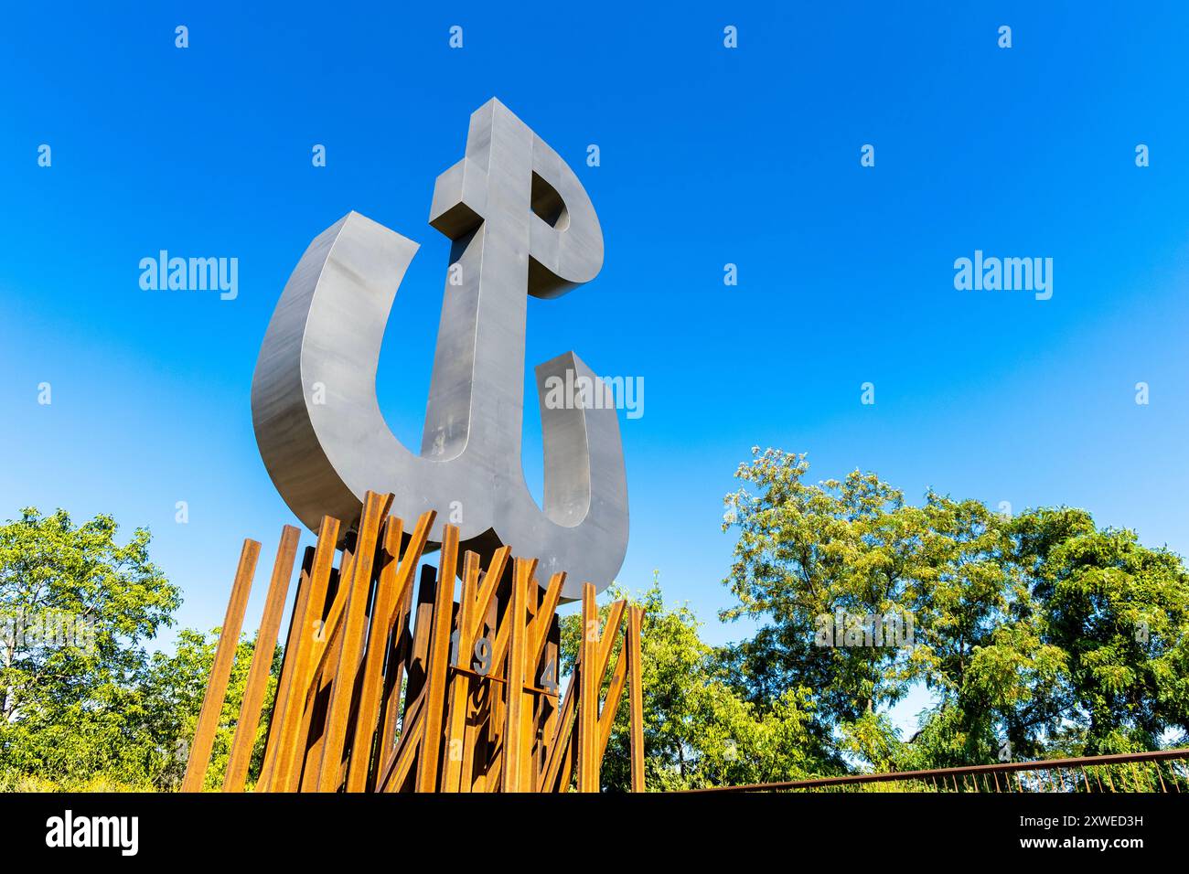 Kotwica symbole de l'État clandestin polonais et Armia Krajowa utilisé pendant la seconde Guerre mondiale, Park Akcji Burza, Varsovie, Pologne Banque D'Images