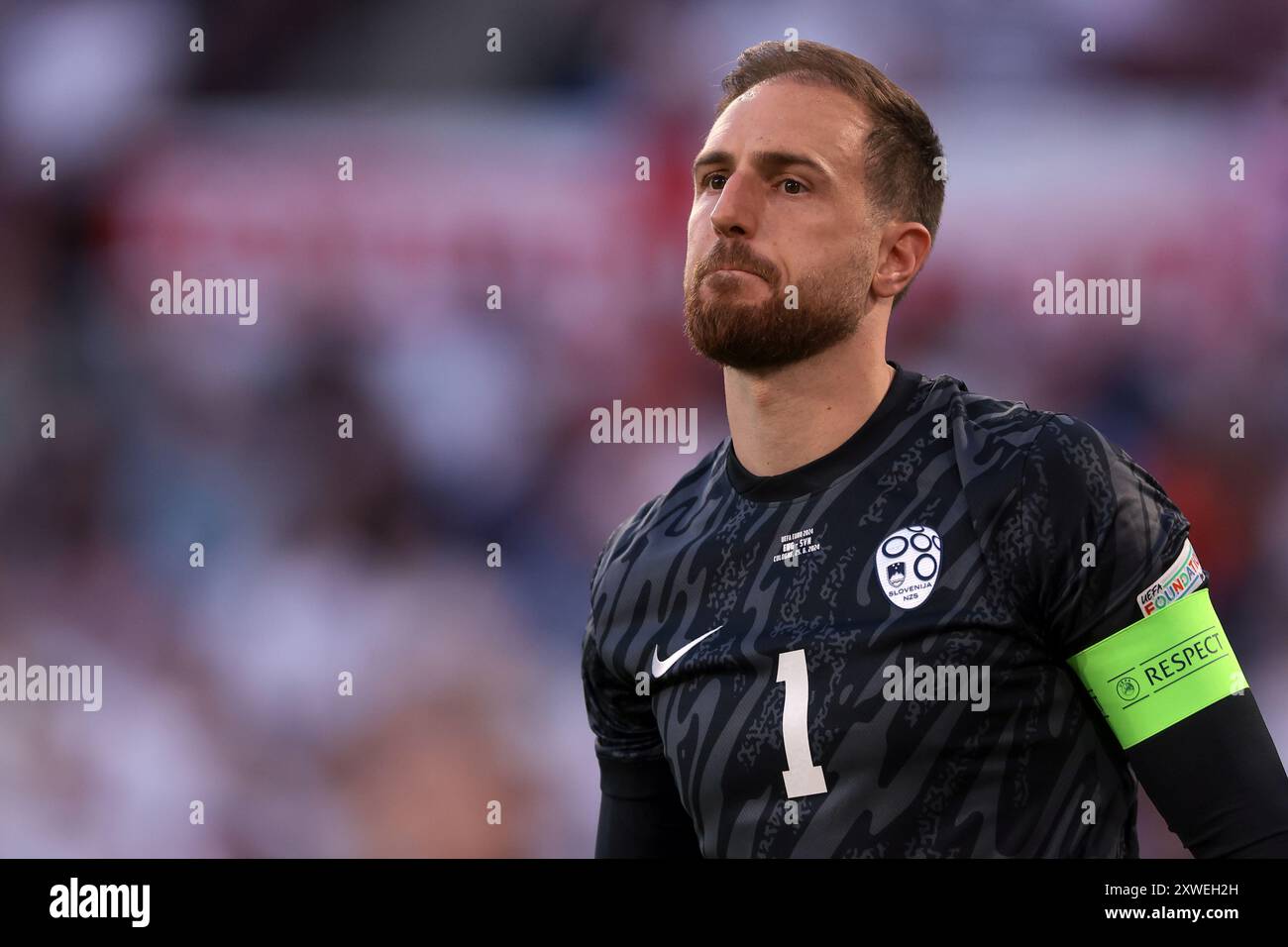 Cologne, Allemagne, 25 juin 2024. Jan Oblak de Slovénie. Regarde pendant le match des Championnats d'Europe de l'UEFA au stade de Cologne, Cologne. Le crédit photo devrait se lire : Jonathan Moscrop / Sportimage Banque D'Images