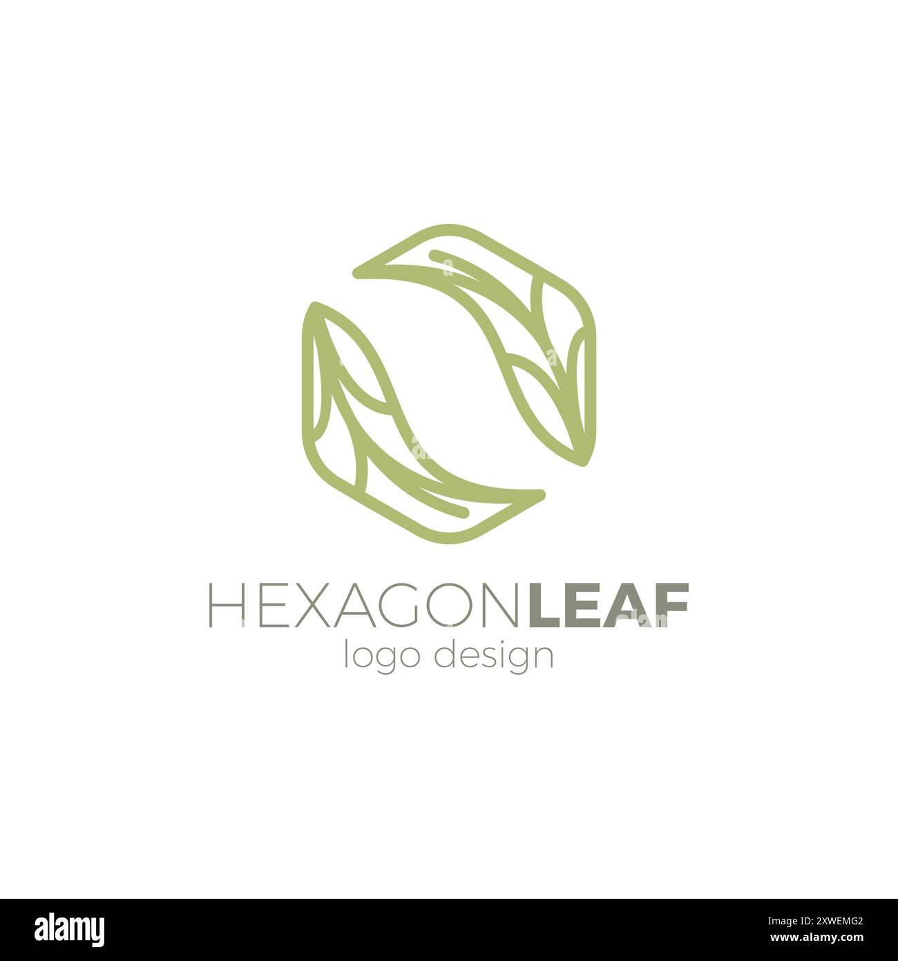 Logo de feuille hexagonale. Vecteur de logo organique. Logo Leaf Line Illustration de Vecteur