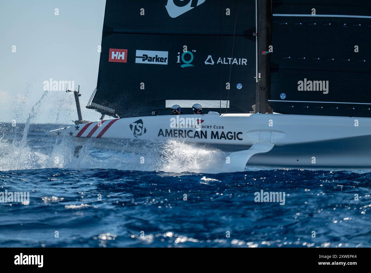37E ÉQUIPE DE LA COUPE DE L'AMERICA, Copa America· New York Yacht Club American Magic Boat America (classe AC40) (USA) L'équipe américaine navigue à Barcelone. Cat Banque D'Images