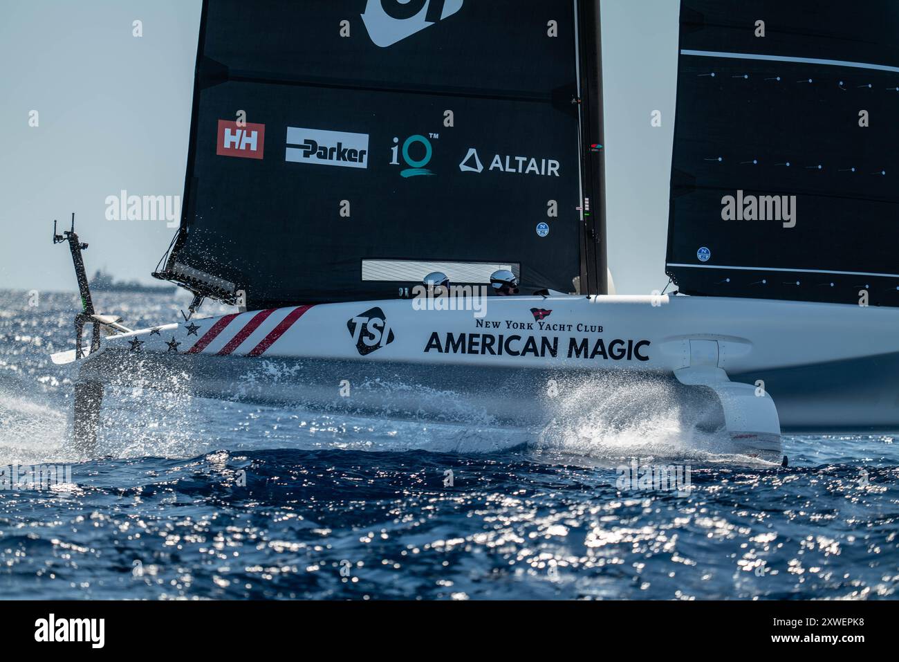 37E ÉQUIPE DE LA COUPE DE L'AMERICA, Copa America· New York Yacht Club American Magic Boat America (classe AC40) (USA) L'équipe américaine navigue à Barcelone. Cat Banque D'Images