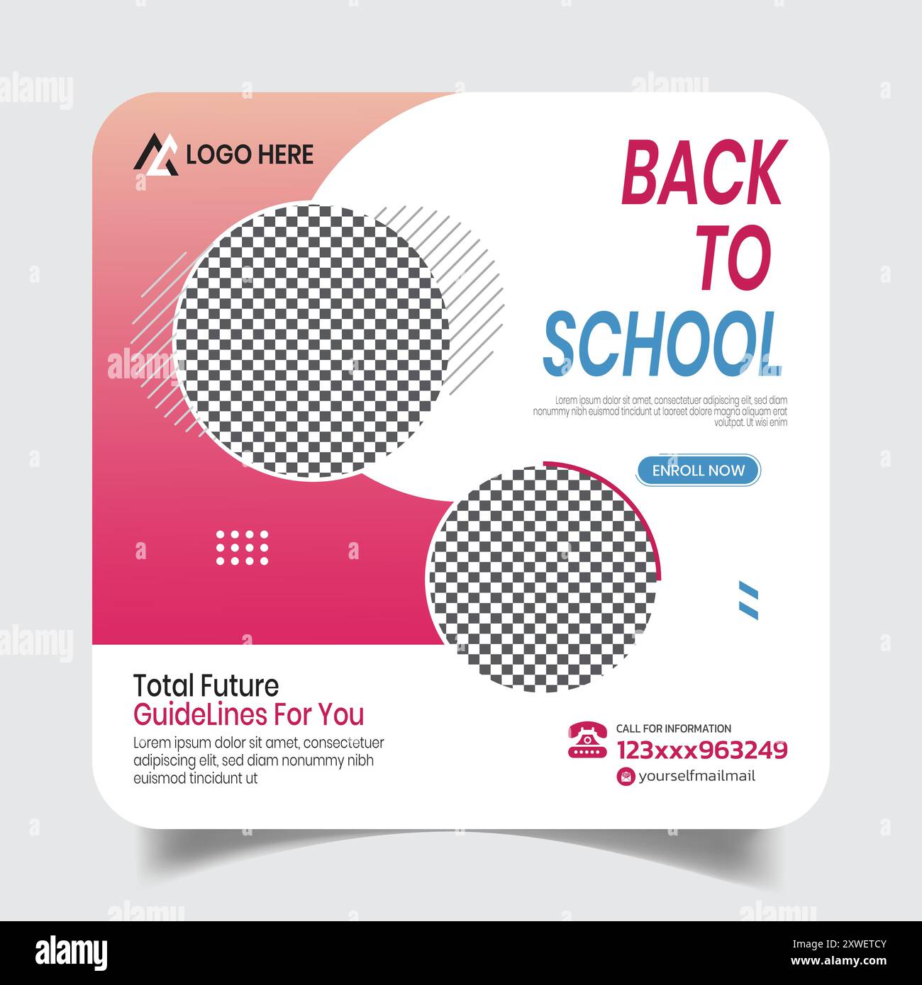 Entrée à l'école artistique médias sociaux Post Design Layout Illustration de Vecteur