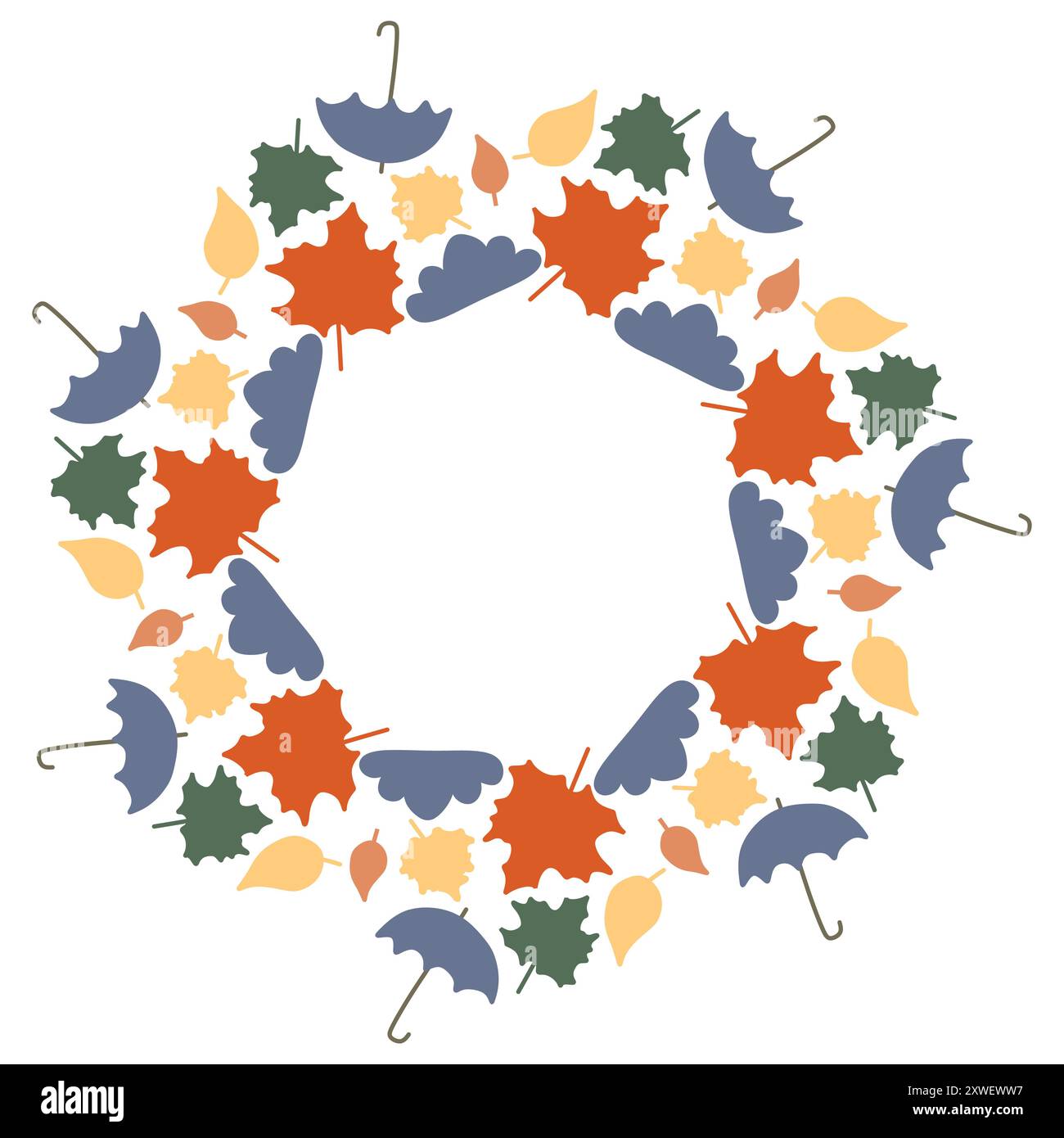 la nature de style plat d'automne laisse le vecteur de couronne Illustration de Vecteur