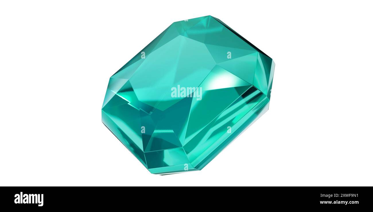 Aigue-marine gemme sur fond transparent, diamant gemme turquoise isolé. Banque D'Images