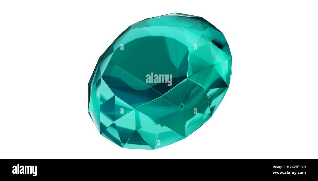 Aigue-marine gemme sur fond transparent, diamant gemme turquoise isolé. Banque D'Images