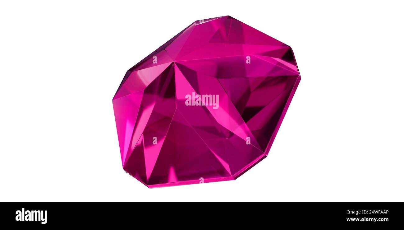 tourmaline Gem sur fond transparent, diamant de pierre précieuse rose isolé. Banque D'Images