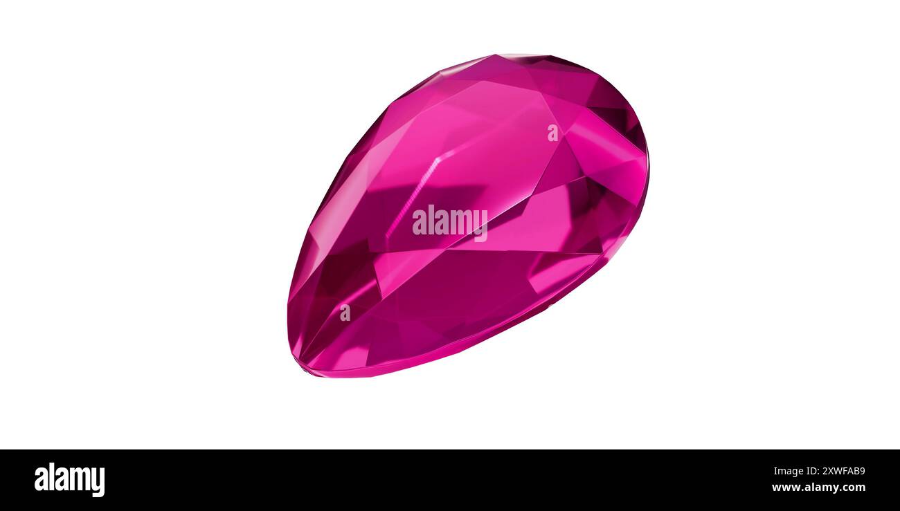 tourmaline Gem sur fond transparent, diamant de pierre précieuse rose isolé. Banque D'Images
