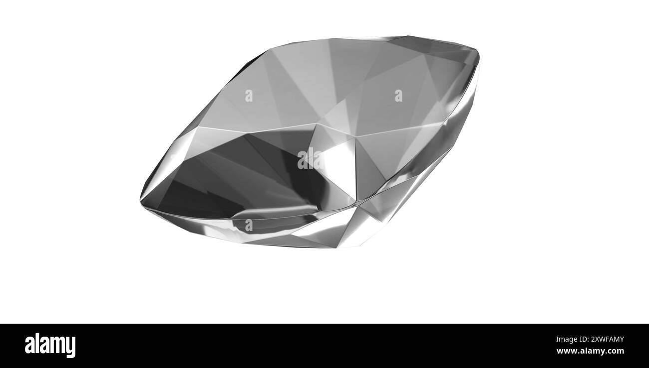 Diamant gemme sur fond transparent, diamant de pierre précieuse blanche isolé. Banque D'Images