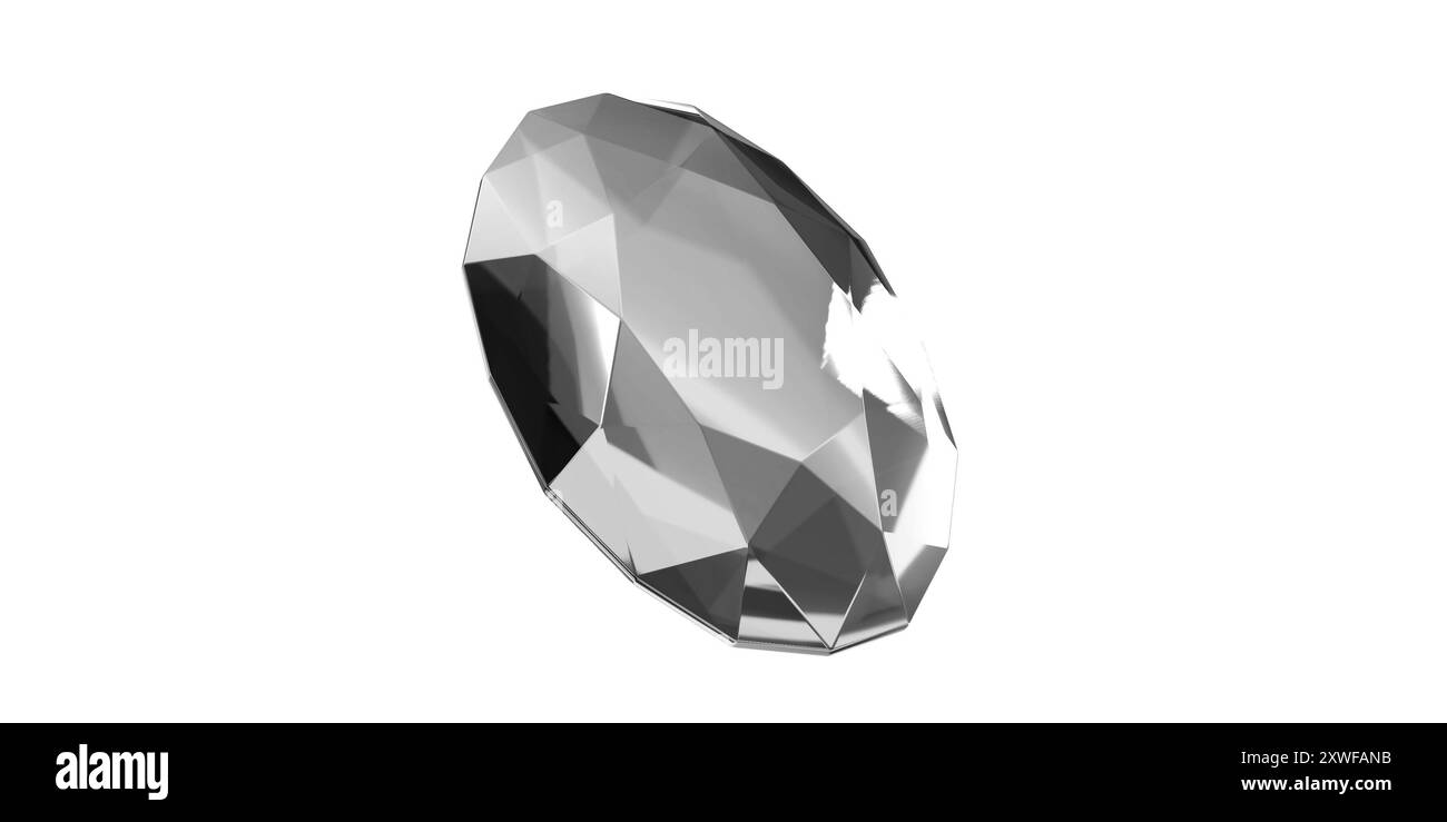 Diamant gemme sur fond transparent, diamant de pierre précieuse blanche isolé. Banque D'Images
