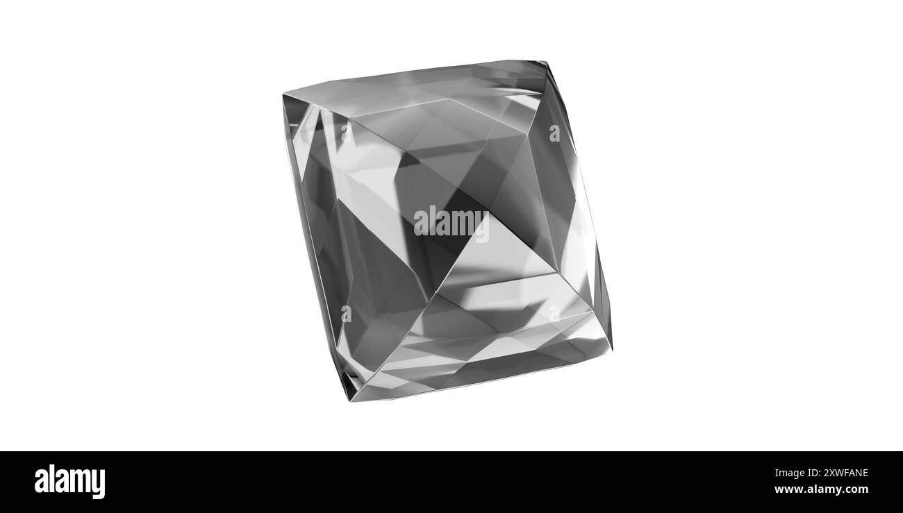 Diamant gemme sur fond transparent, diamant de pierre précieuse blanche isolé. Banque D'Images