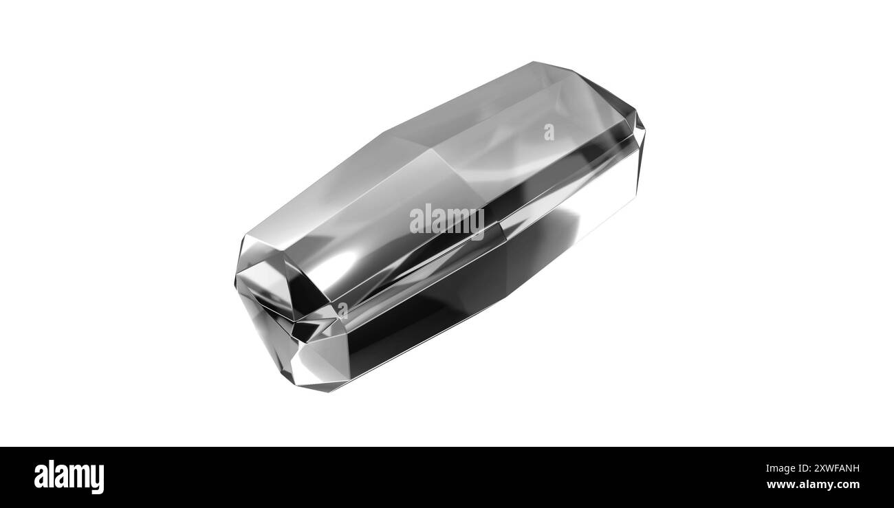 Diamant gemme sur fond transparent, diamant de pierre précieuse blanche isolé. Banque D'Images