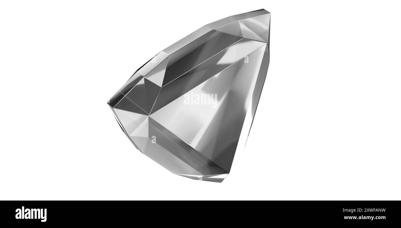 Diamant gemme sur fond transparent, diamant de pierre précieuse blanche isolé. Banque D'Images