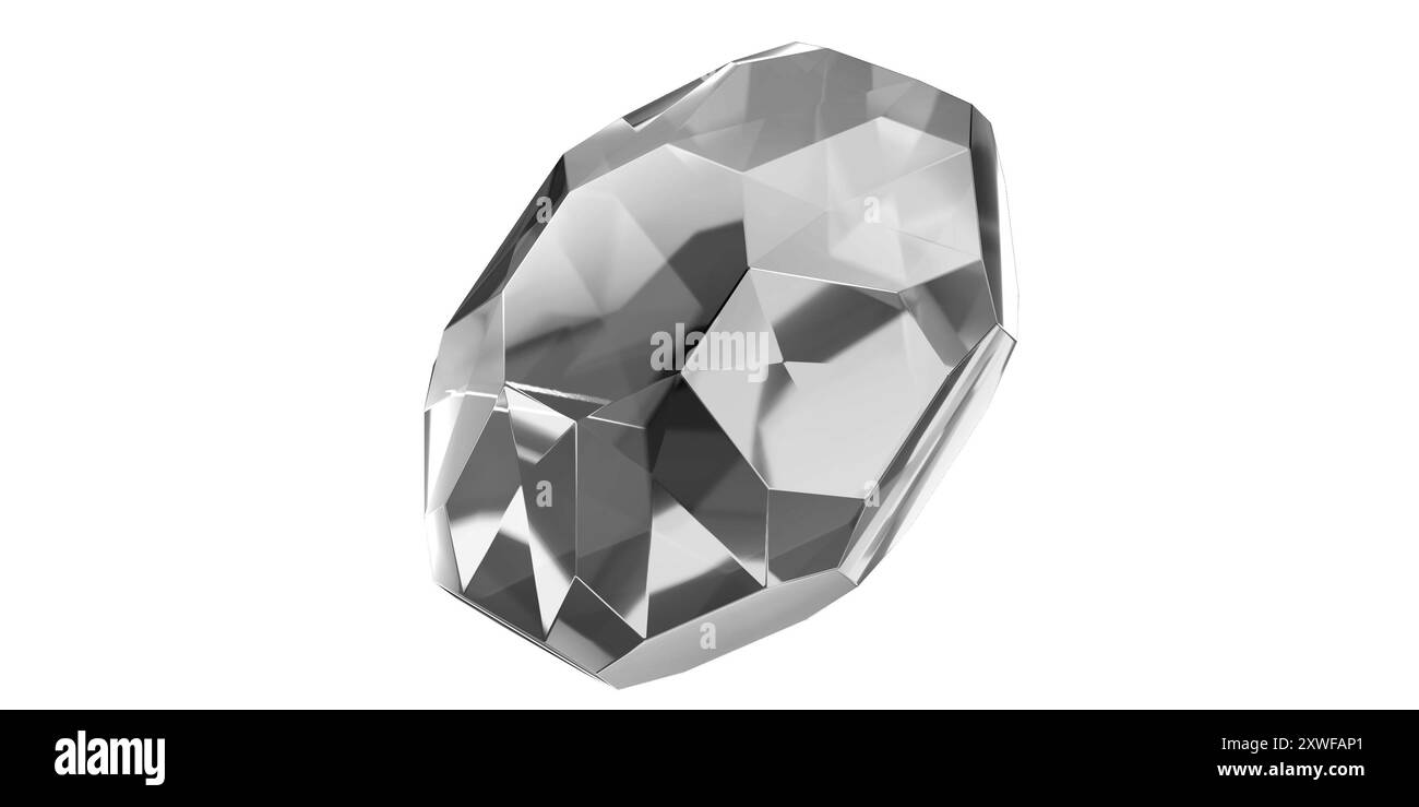 Diamant gemme sur fond transparent, diamant de pierre précieuse blanche isolé. Banque D'Images
