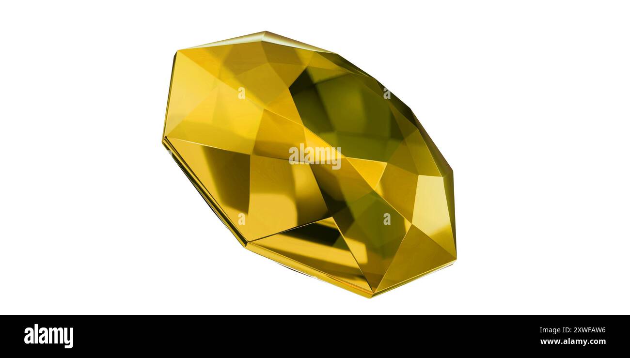 Topaz Gem sur fond transparent, diamant gemme jaune isolé. Banque D'Images