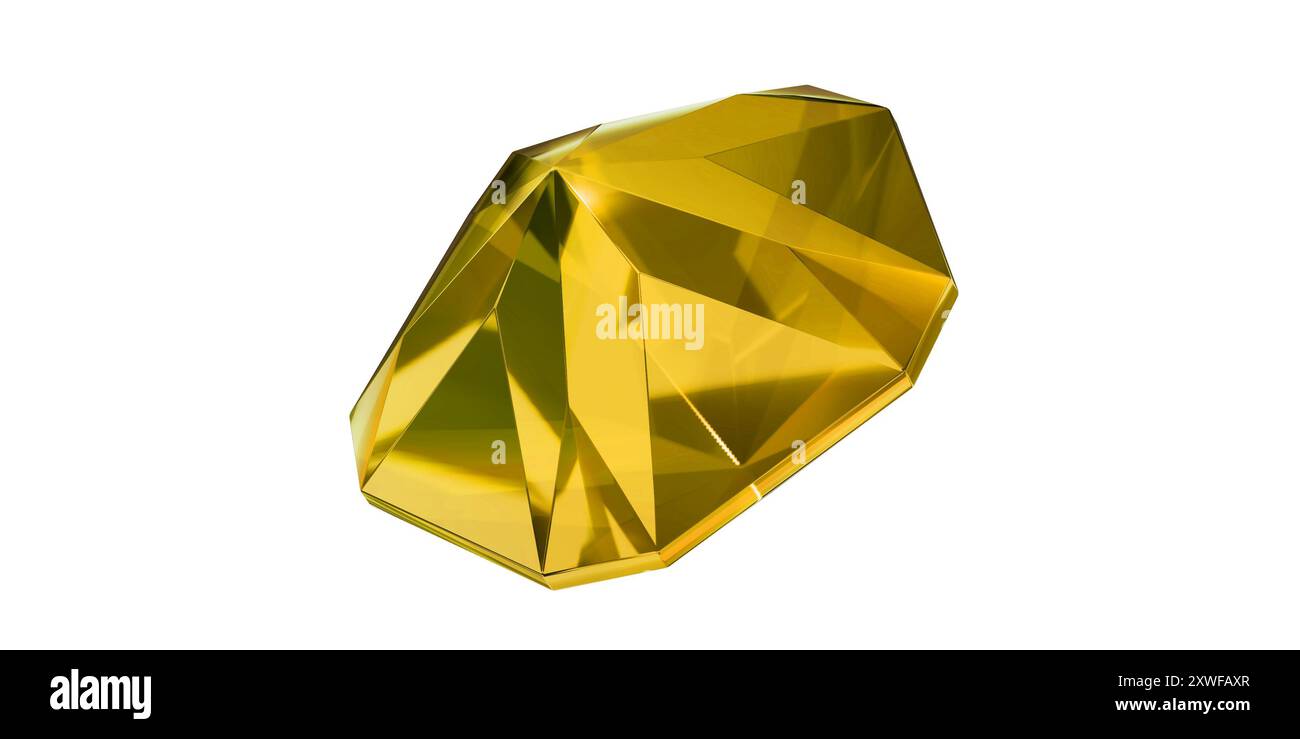 Topaz Gem sur fond transparent, diamant gemme jaune isolé. Banque D'Images