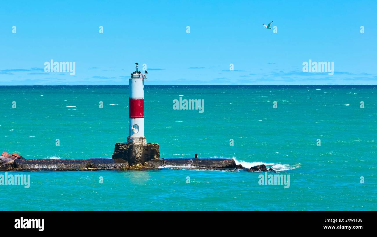 Vue aérienne du phare de Kenosha sur le lac Michigan Banque D'Images