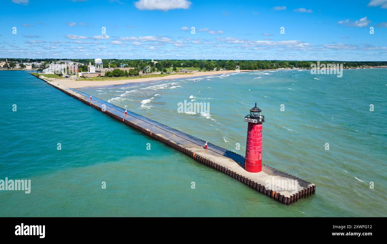 Vue aérienne du phare de Kenosha sur le lac Michigan Banque D'Images