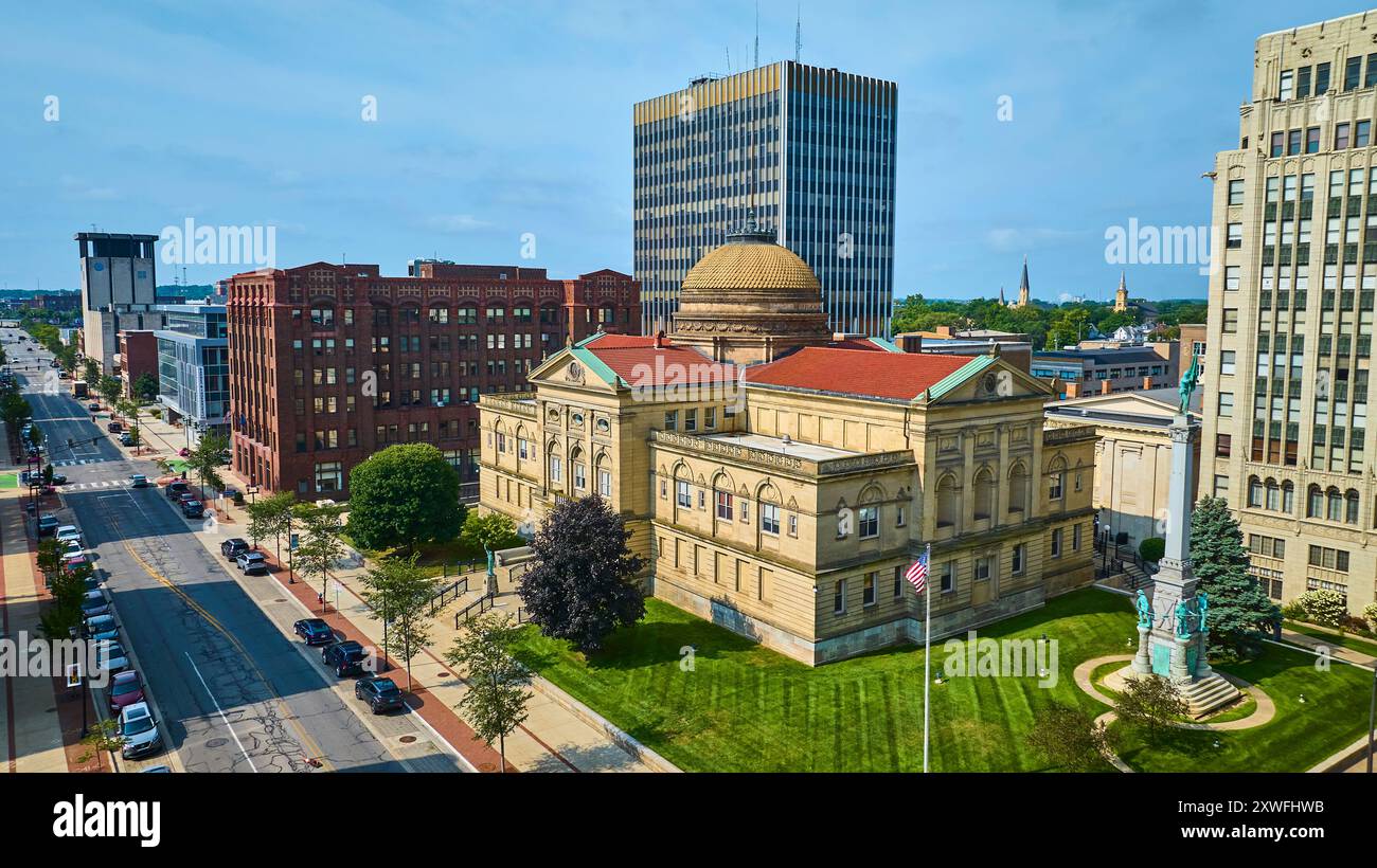 Vue aérienne du palais de justice de South Bend et du centre-ville Banque D'Images