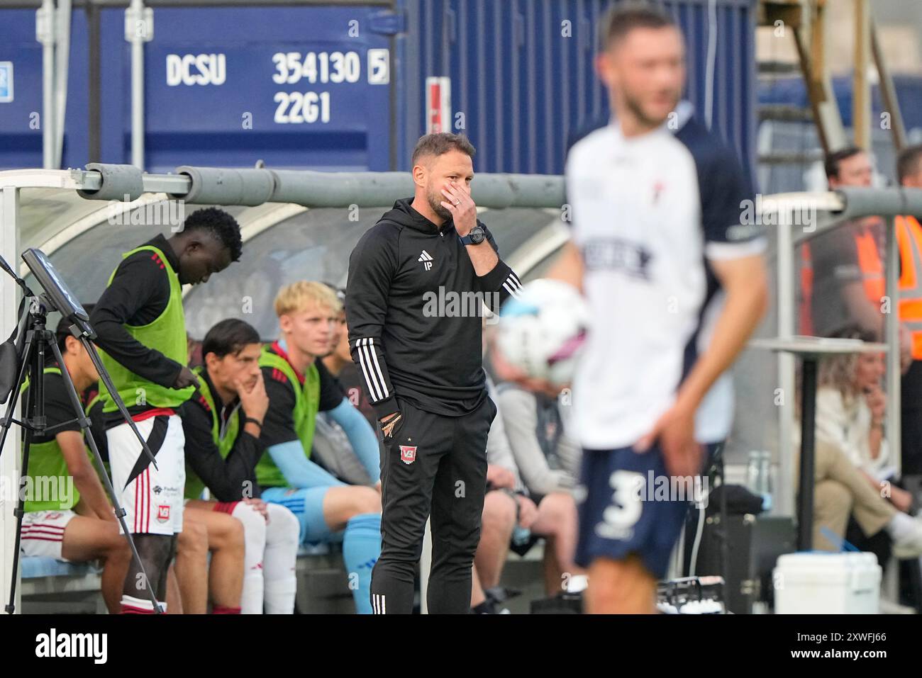 Aarhus, Danemark. 19 août 2024. Match de Superliga entre AGF et Vejle Boldklub au Ceres Park à Aarhus lundi 19 août 2024. (Photo : Bo Amstrup/Scanpix 2024) crédit : Ritzau/Alamy Live News Banque D'Images