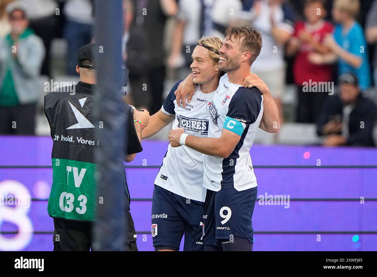 Aarhus, Danemark. 19 août 2024. Match de Super League entre AGF et Vejle Boldklub au Ceres Park à Aarhus lundi 19 août 2024. (Photo : Bo Amstrup/Scanpix 2024) crédit : Ritzau/Alamy Live News Banque D'Images