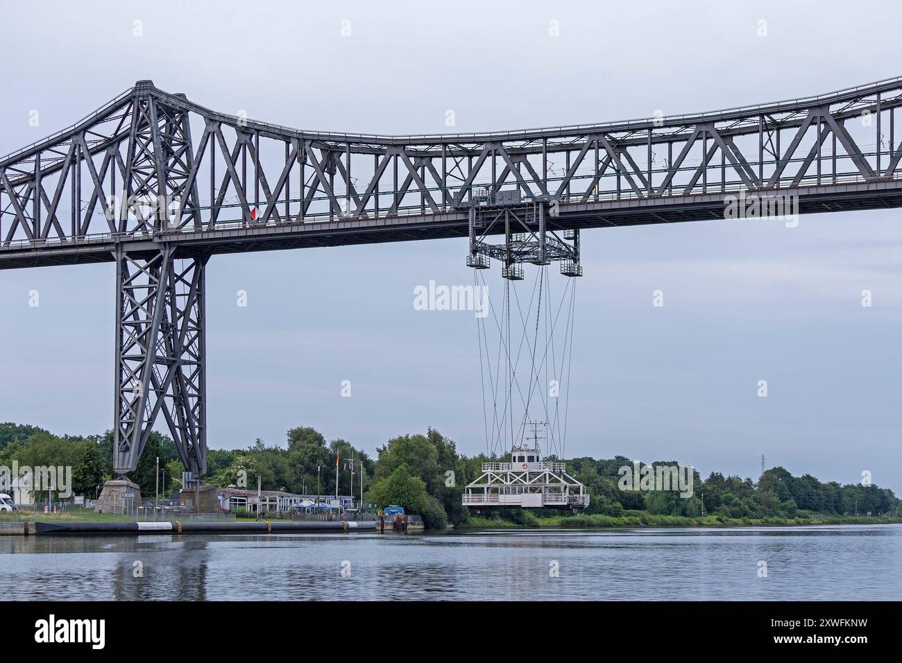 Pont ferroviaire, pont transporteur, canal de Kiel, Rendsburg, Schleswig-Holstein, Allemagne Banque D'Images