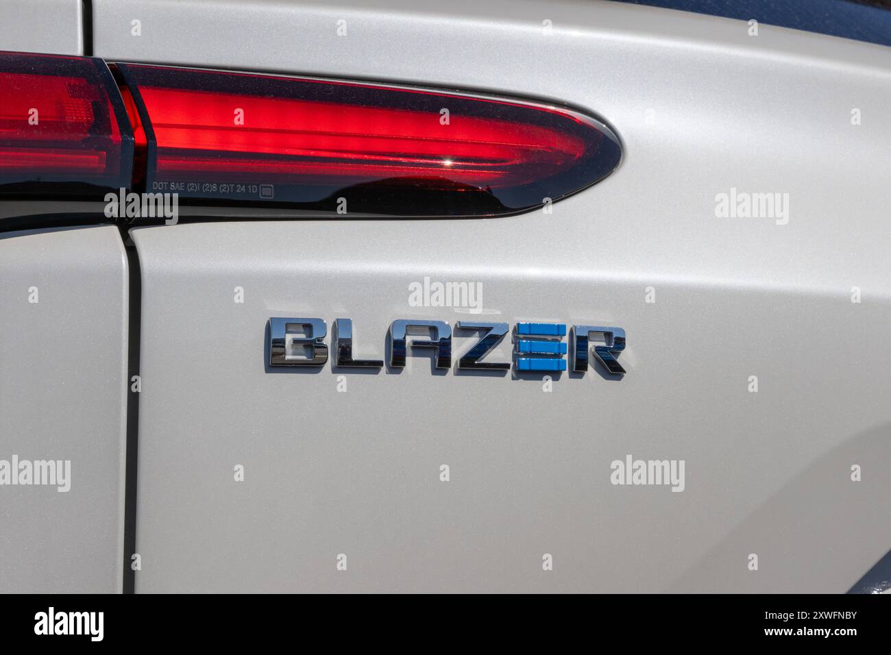 Avon - 11 août 2024 : Chevrolet Blazer EV exposé chez un concessionnaire. Chevrolet propose le Blazer EV en modèles 2LT, 3LT, RS et premier. Banque D'Images