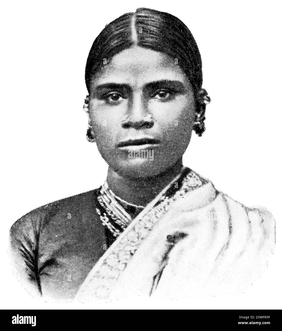 Peuples asiatiques. Portrait d'une danseuse indienne. Publication de l'encyclopédie Meyers, vol. 7, Leipzig, Allemagne, 1910. Banque D'Images
