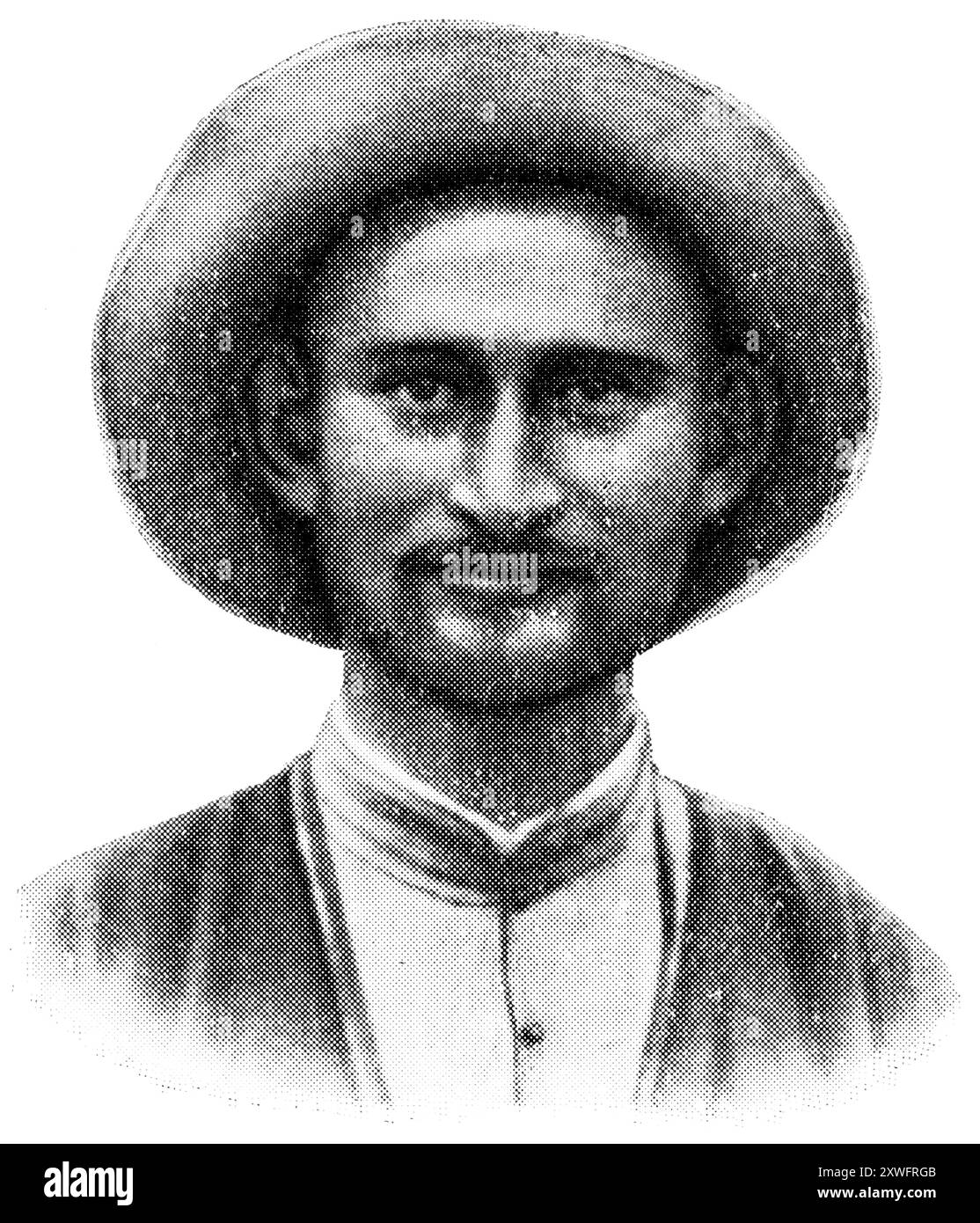 Peuples asiatiques. Portrait de Digore. Les Digor ou Ossètes de l'Ouest sont un sous-groupe des Ossètes (Alains). Publication de l'encyclopédie Meyers, vol. 7, Leipzig, Allemagne, 1910. Banque D'Images