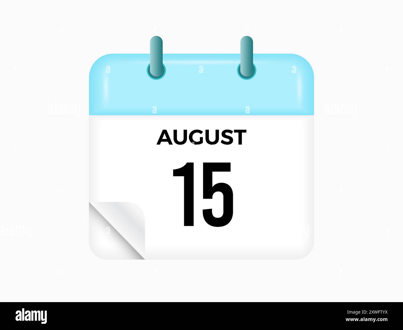 15 août - calendrier et planificateur de temps. Icône de rappel du calendrier quotidien. Illustration vectorielle. Illustration de Vecteur