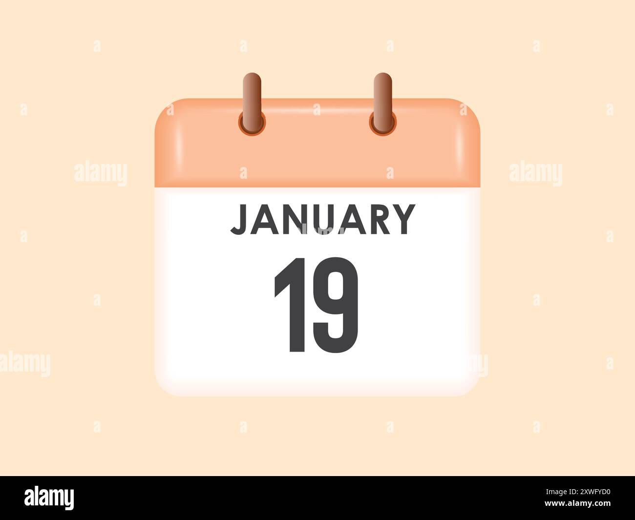 19 janvier - calendrier et planificateur de temps. Icône de rappel du calendrier quotidien. Illustration vectorielle. Illustration de Vecteur