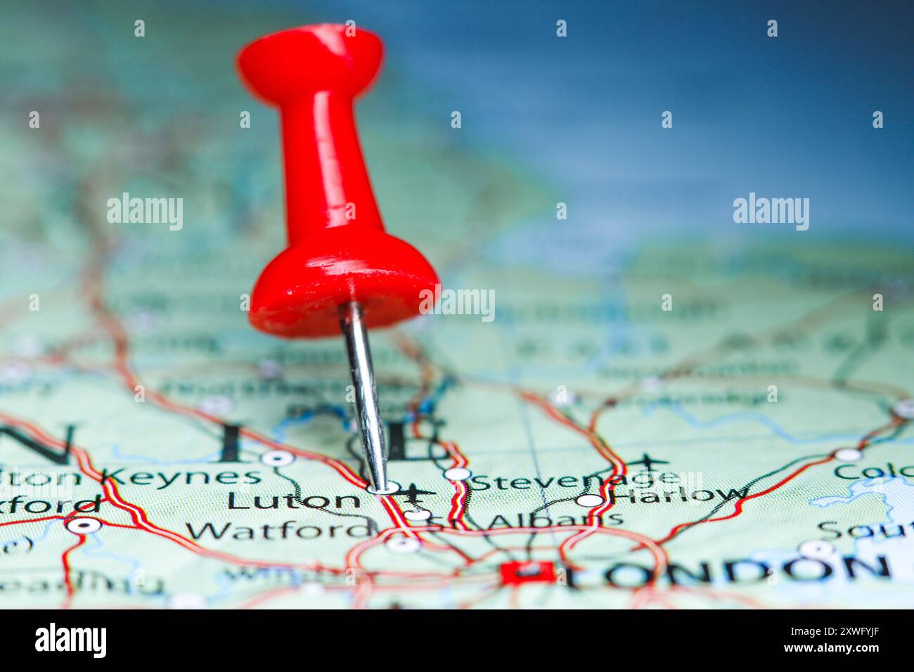 Luton, Angleterre pin sur la carte Banque D'Images