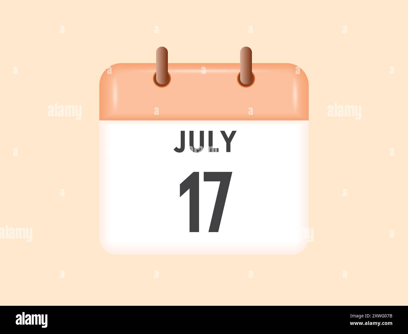 17 juillet - calendrier et planificateur de temps. Icône de rappel du calendrier quotidien. Illustration vectorielle. Illustration de Vecteur