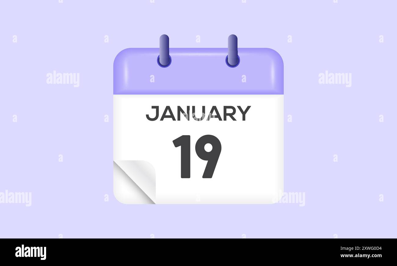 19 janvier - calendrier et planificateur de temps. Icône de rappel du calendrier quotidien. Illustration vectorielle. Illustration de Vecteur