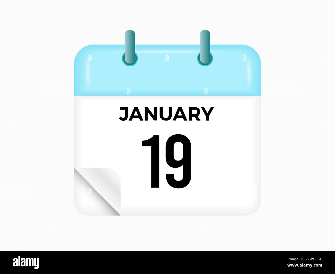 19 janvier - calendrier et planificateur de temps. Icône de rappel du calendrier quotidien. Illustration vectorielle. Illustration de Vecteur