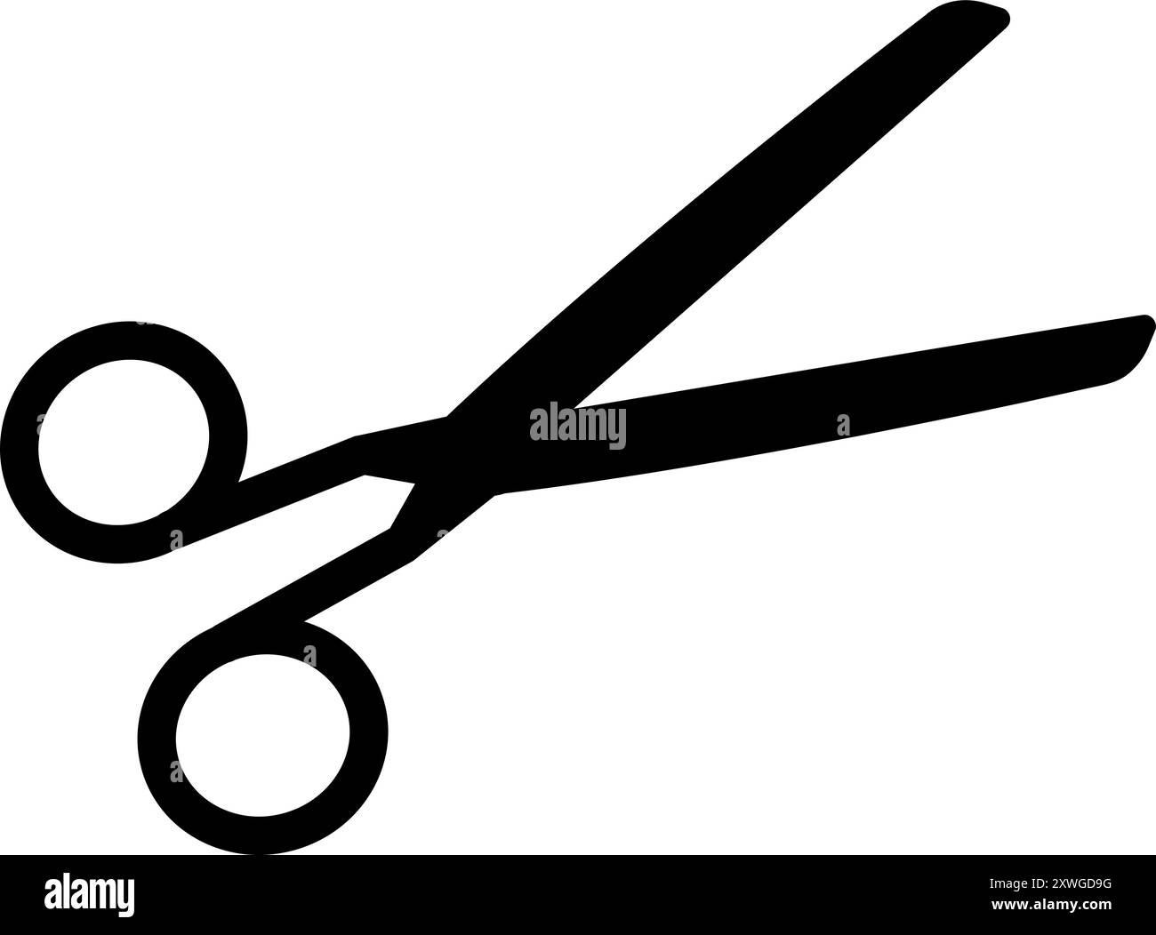 Ouvrir l'icône noire des ciseaux. Symbole d'outil de coupe isolé sur fond blanc Illustration de Vecteur