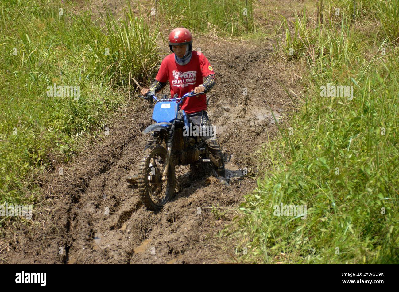 Moto Cross Racing un événement communautaire local, Bongkud, Ranau, Sabah, Malaisie. Banque D'Images