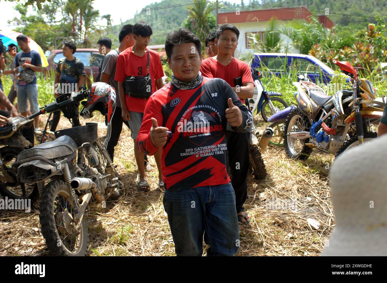 Moto Cross Racing un événement communautaire local, Bongkud, Ranau, Sabah, Malaisie. Banque D'Images