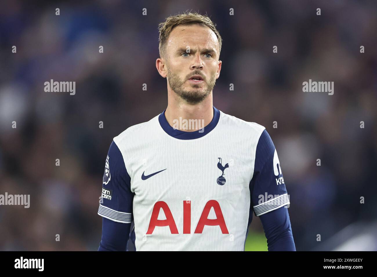 Leicester, Royaume-Uni. 19 août 2024. James Maddison de Tottenham Hotspur lors du match de premier League Leicester City vs Tottenham Hotspur au King Power Stadium, Leicester, Royaume-Uni, le 19 août 2024 (photo Mark Cosgrove/News images) à Leicester, Royaume-Uni le 19/08/2024. (Photo de Mark Cosgrove/News images/SIPA USA) crédit : SIPA USA/Alamy Live News Banque D'Images