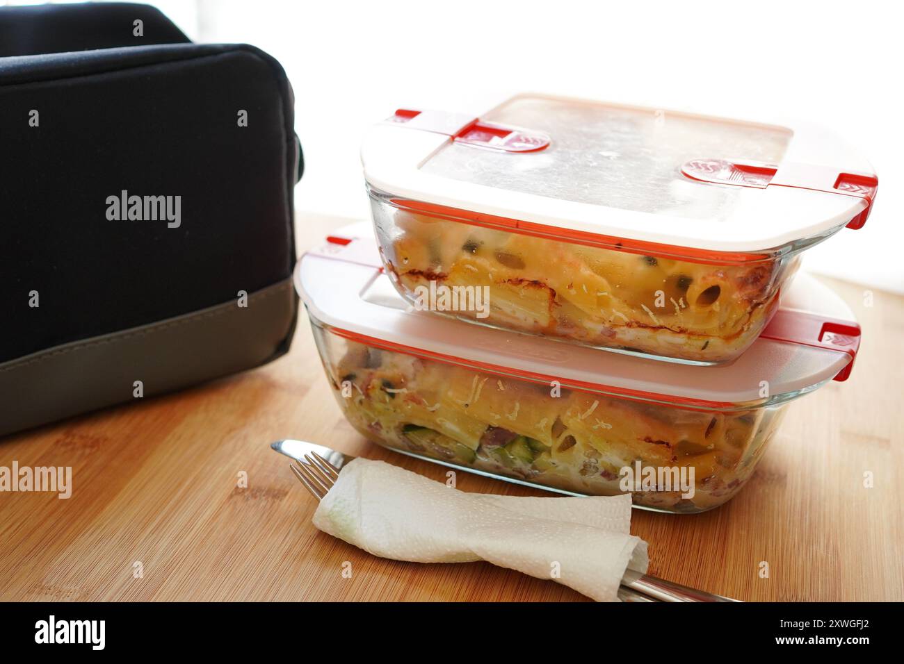 Gros plan de verre résistant à la chaleur Tupperware Banque D'Images