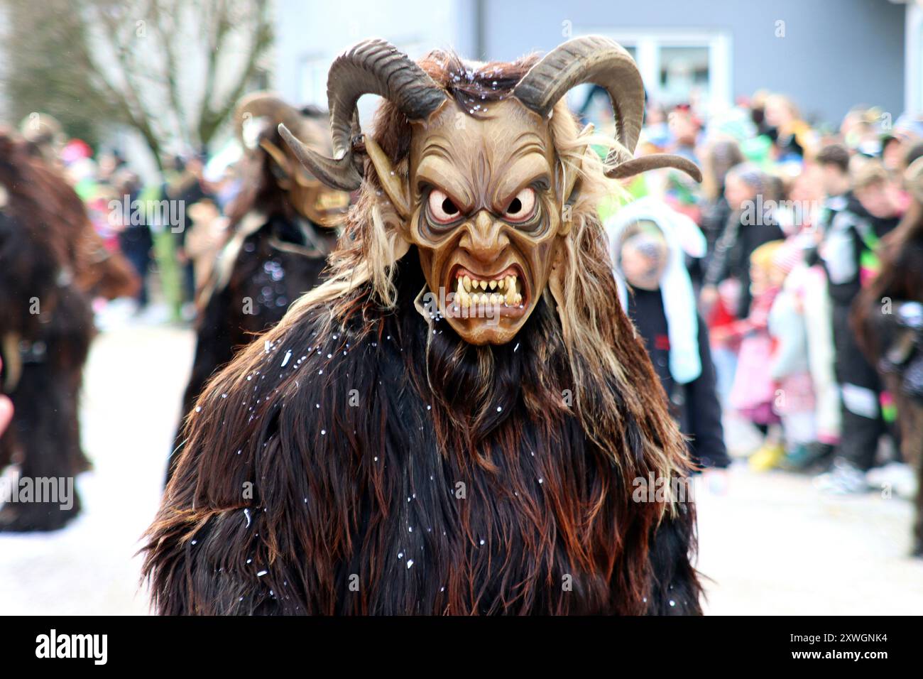 Figures effrayantes au défilé du carnaval Souabe-Alemannique, Allemagne, Bade-Wuerttemberg, Souabe Banque D'Images