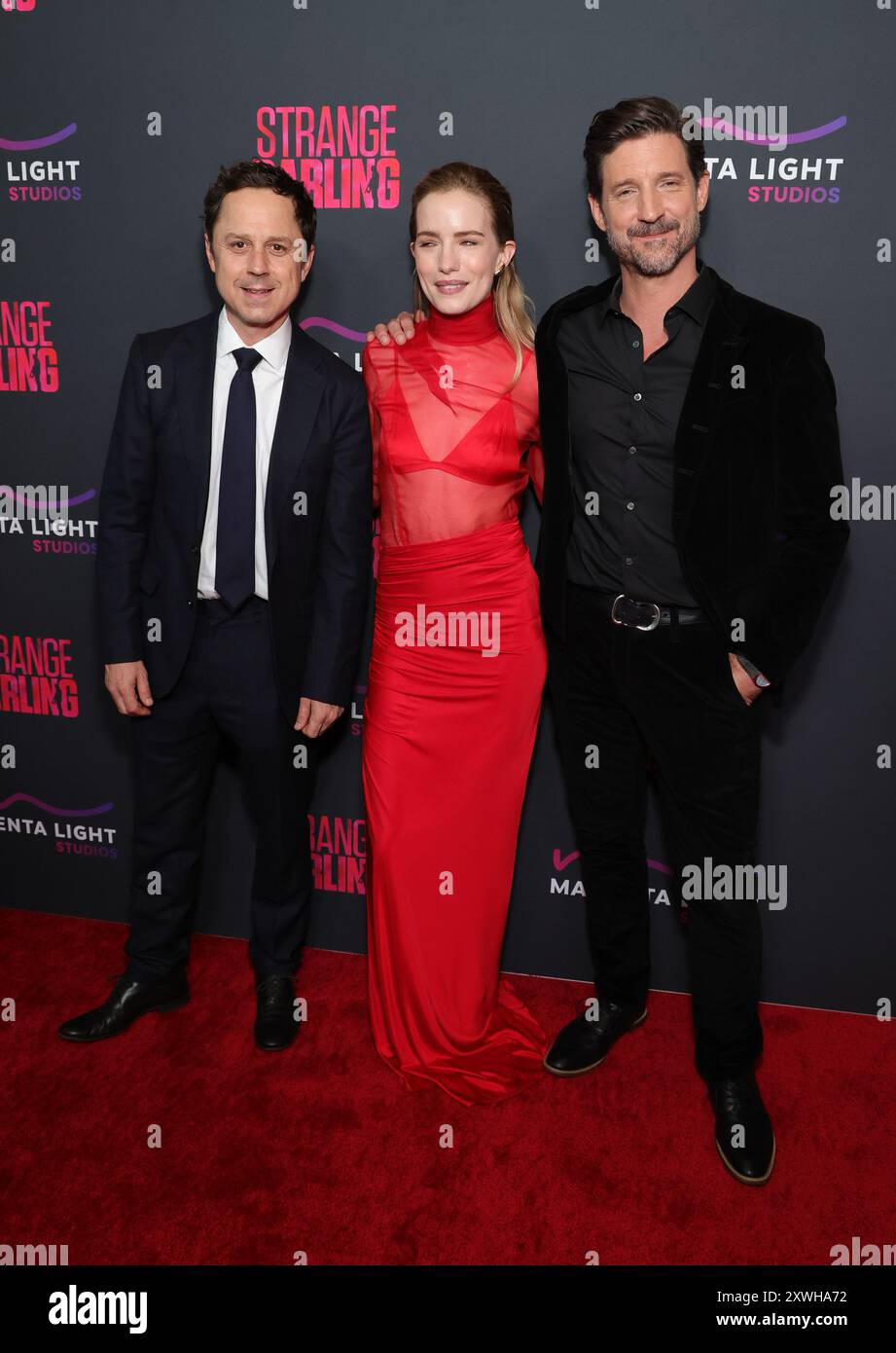 Los Angeles, CA. 19 août 2024. Giovanni Ribisi, Willa Fitzgerald et JT Mollner à LA première de Strage Darling au DGA Theater de Los Angeles, Californie, le 19 août 2024. Crédit : Faye Sadou/Media Punch/Alamy Live News Banque D'Images
